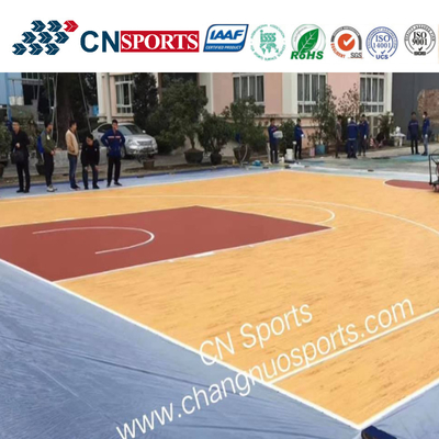 Outdoor Uv Resistant Wooden Texture Basketball Court Flooring With Iaaf