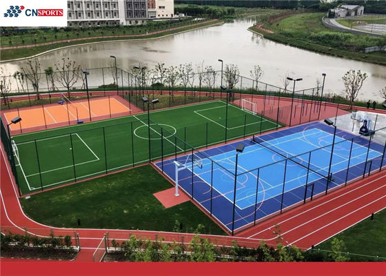 Silicon PU Tennis Court Flooring Flame Retardancy Level1 Resilient