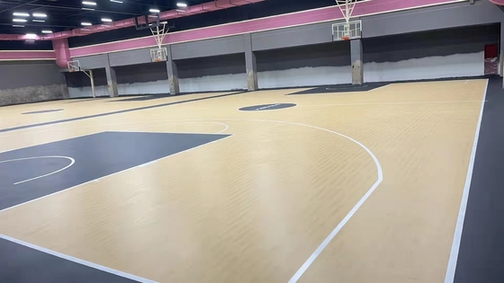 Waterproof Wooden Texture Silicon PU Outdoor Basketball Court Flooring
